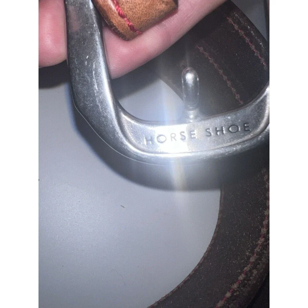 Tandy Tooled Mens Leather Belt Sz 44 Western Brown Floral Silver Tone Rodeo